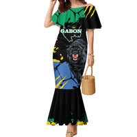 Personaliszd Gabon Family Matching Mermaid Dress and Hawaiian Shirt Gabonese Black Panther With Map - Wonder Print Shop