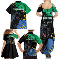 Personaliszd Gabon Family Matching Summer Maxi Dress and Hawaiian Shirt Gabonese Black Panther With Map - Wonder Print Shop