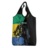 Personaliszd Gabon Grocery Bag Gabonese Black Panther With Map