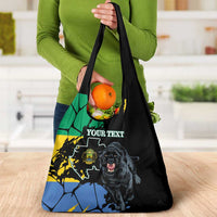 Personaliszd Gabon Grocery Bag Gabonese Black Panther With Map