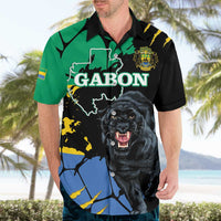 Personaliszd Gabon Hawaiian Shirt Gabonese Black Panther With Map - Wonder Print Shop