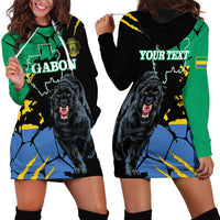 Personaliszd Gabon Hoodie Dress Gabonese Black Panther With Map - Wonder Print Shop