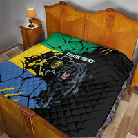 Personaliszd Gabon Quilt Gabonese Black Panther With Map - Wonder Print Shop