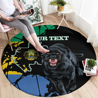Personaliszd Gabon Round Carpet Gabonese Black Panther With Map