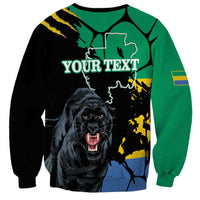 Personaliszd Gabon Sweatshirt Gabonese Black Panther With Map - Wonder Print Shop