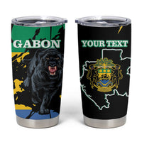 Personalized Gabon Tumbler Cup Gabonese Black Panther With Map - Wonder Print Shop