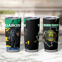 Personalized Gabon Tumbler Cup Gabonese Black Panther With Map - Wonder Print Shop