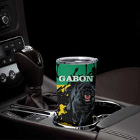 Personalized Gabon Tumbler Cup Gabonese Black Panther With Map - Wonder Print Shop