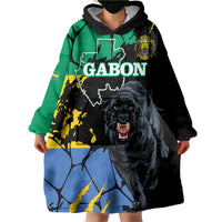 Personaliszd Gabon Wearable Blanket Hoodie Gabonese Black Panther With Map - Wonder Print Shop