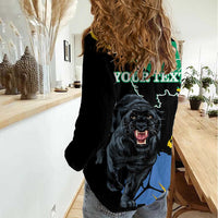 Personaliszd Gabon Women Casual Shirt Gabonese Black Panther With Map - Wonder Print Shop