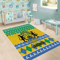 Gabon Christmas Area Rug Joyeux Noel Coat Of Arms - Wonder Print Shop