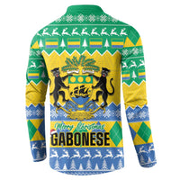 Gabon Christmas Button Sweatshirt Joyeux Noel Coat Of Arms - Wonder Print Shop