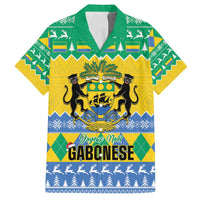 Gabon Christmas Family Matching Long Sleeve Bodycon Dress and Hawaiian Shirt Joyeux Noel Coat Of Arms - Wonder Print Shop