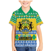 Gabon Christmas Family Matching Mermaid Dress and Hawaiian Shirt Joyeux Noel Coat Of Arms - Wonder Print Shop