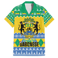 Gabon Christmas Family Matching Off Shoulder Short Dress and Hawaiian Shirt Joyeux Noel Coat Of Arms - Wonder Print Shop