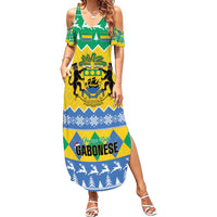 Gabon Christmas Family Matching Summer Maxi Dress and Hawaiian Shirt Joyeux Noel Coat Of Arms - Wonder Print Shop