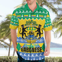 Gabon Christmas Hawaiian Shirt Joyeux Noel Coat Of Arms - Wonder Print Shop