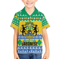 Gabon Christmas Hawaiian Shirt Joyeux Noel Coat Of Arms - Wonder Print Shop