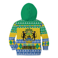 Gabon Christmas Kid Hoodie Joyeux Noel Coat Of Arms - Wonder Print Shop