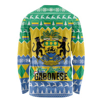Gabon Christmas Long Sleeve Shirt Joyeux Noel Coat Of Arms - Wonder Print Shop