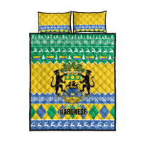 Gabon Christmas Quilt Bed Set Joyeux Noel Coat Of Arms - Wonder Print Shop