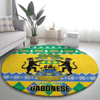 Gabon Christmas Round Carpet Joyeux Noel Coat Of Arms