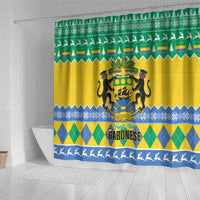 Gabon Christmas Shower Curtain Joyeux Noel Coat Of Arms