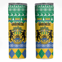 Gabon Christmas Skinny Tumbler Joyeux Noel Coat Of Arms - Wonder Print Shop