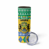 Gabon Christmas Skinny Tumbler Joyeux Noel Coat Of Arms - Wonder Print Shop