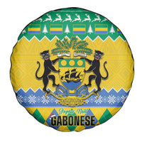 Gabon Christmas Spare Tire Cover Joyeux Noel Coat Of Arms - Wonder Print Shop