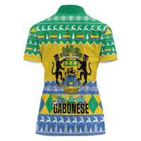 Gabon Christmas Women Polo Shirt Joyeux Noel Coat Of Arms - Wonder Print Shop