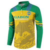 Custom Gabon Football Button Sweatshirt Allez Les Pantheres - Wonder Print Shop