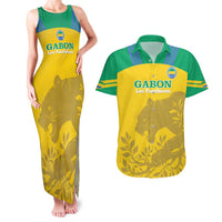 Custom Gabon Football Couples Matching Tank Maxi Dress and Hawaiian Shirt Allez Les Pantheres - Wonder Print Shop