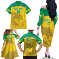 Custom Gabon Football Family Matching Off The Shoulder Long Sleeve Dress and Hawaiian Shirt Allez Les Pantheres - Wonder Print Shop