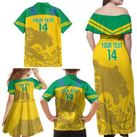 Custom Gabon Football Family Matching Off Shoulder Maxi Dress and Hawaiian Shirt Allez Les Pantheres - Wonder Print Shop