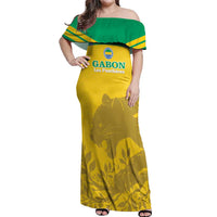 Custom Gabon Football Off Shoulder Maxi Dress Allez Les Pantheres - Wonder Print Shop