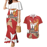 Valletta Malta Couples Matching Mermaid Dress and Hawaiian Shirt Maltese Cross Citta Umilissima - Wonder Print Shop