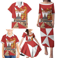 Valletta Malta Family Matching Puletasi and Hawaiian Shirt Maltese Cross Citta Umilissima - Wonder Print Shop