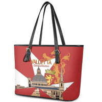 Valletta Malta Leather Tote Bag Maltese Cross Citta Umilissima - Wonder Print Shop