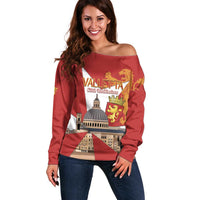 Valletta Malta Off Shoulder Sweater Maltese Cross Citta Umilissima - Wonder Print Shop