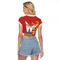 Valletta Malta Raglan Cropped T Shirt Maltese Cross Citta Umilissima - Wonder Print Shop