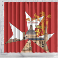 Valletta Malta Shower Curtain Maltese Cross Citta Umilissima - Wonder Print Shop