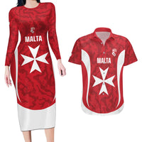 Malta Football Custom Couples Matching Long Sleeve Bodycon Dress and Hawaiian Shirt Come One Reds - Wonder Print Shop