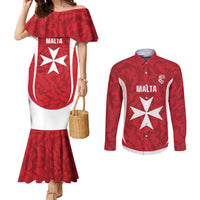 Malta Football Custom Couples Matching Mermaid Dress and Long Sleeve Button Shirt Come One Reds - Wonder Print Shop