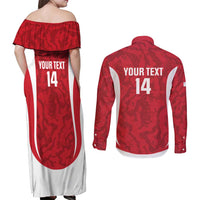 Malta Football Custom Couples Matching Off Shoulder Maxi Dress and Long Sleeve Button Shirt Come One Reds - Wonder Print Shop