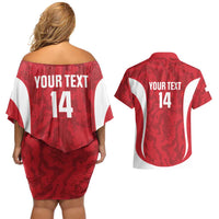 Malta Football Custom Couples Matching Off Shoulder Short Dress and Hawaiian Shirt Come One Reds - Wonder Print Shop