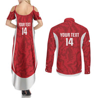 Malta Football Custom Couples Matching Summer Maxi Dress and Long Sleeve Button Shirt Come One Reds - Wonder Print Shop