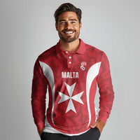 Malta Football Custom Long Sleeve Polo Shirt Come One Reds - Wonder Print Shop