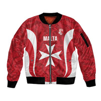 Malta Football Custom Sleeve Zip Bomber Jacket Come One Reds - Wonder Print Shop