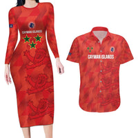 Custom Cayman Islands Football Couples Matching Long Sleeve Bodycon Dress and Hawaiian Shirt 2025 Go Champions